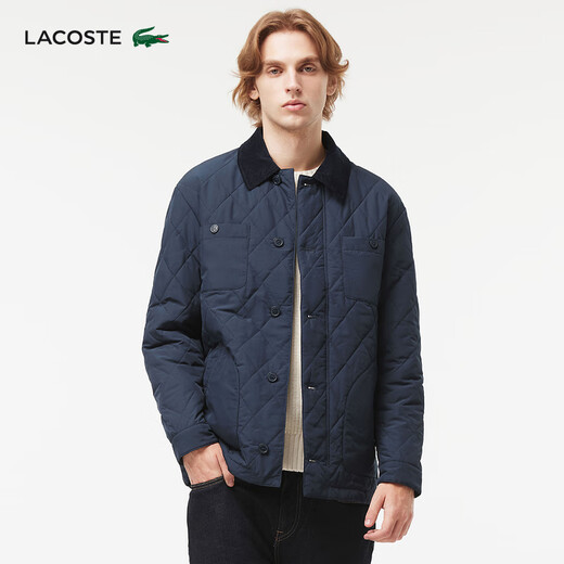 LACOSTE French crocodile men's fashionable and versatile solid color warm lapel cotton jacket | BH0689 166/Navy Blue S 48