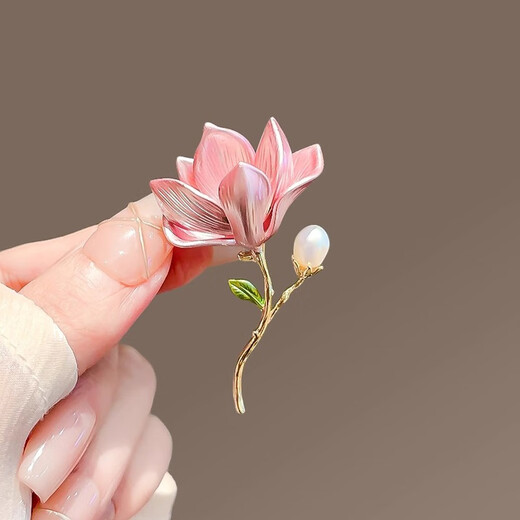 Lotus Chinese style elegant and exquisite magnolia brooch new fashion temperament flower pin retro flag Hanfu corsage with magnolia brooch