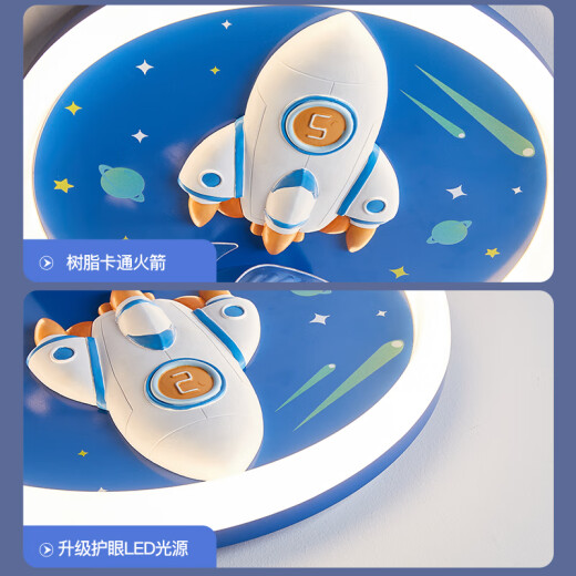 Menghu Kinderzimmer Fan Lichter Jungen und Mädchen Schlafzimmer Rocket Starry Himmel hoher heller Augenschutz intelligenter Fernbedienungssteuer-Deckenlampe 9194 Raketenfan-Wuji DIMP + TMALL ELF