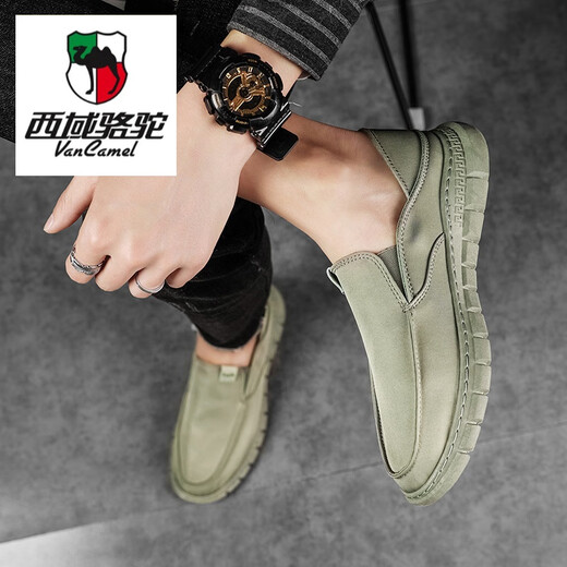 西域骆驼（VANCAMEL）冰丝老北京布鞋男秋季帆布鞋男懒人一脚蹬开车软底无鞋带轻便透气 YS9901黑色 39