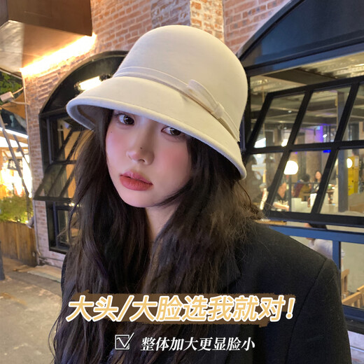 Zhunwu white top hat Hepburn style daughter hat Fisherman hat Lady's autumn and winter elegant basin hat British woolen hat [white] adjustable style - top hat (one size) big head circumference is also suitable