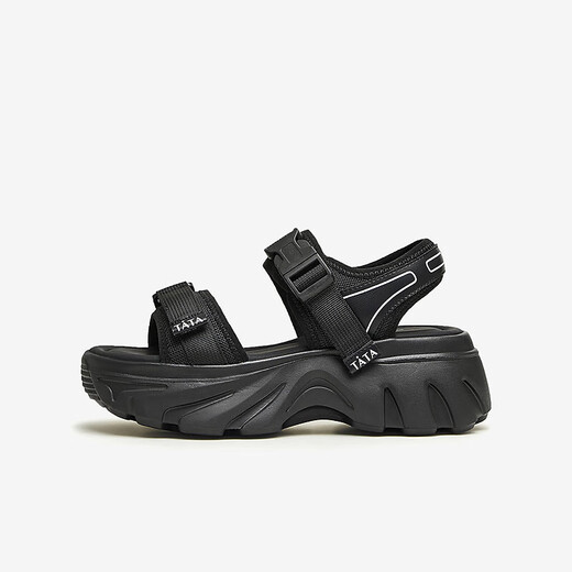 
TATA casual thick sole sandals women's shoes soft sole beach sandals summer WL701BL4 black 38