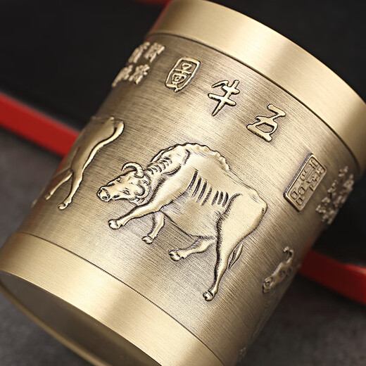 Jiutang Pure Brass Tea Ceremony Six Gentlemen Set Tea Clamps, Tea Knife and Spoon Three-piece Set High-end Tea Making Tools Tea Accessories Five Cows - Brass Tea Ceremony Six Gentlemen