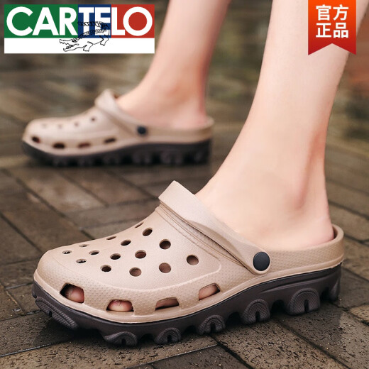 Cartelo Sandalias de tamaño extra grande para zapatos de agujero de doble propósito transpirable y sin deslizamiento para hombres para hombres más grasas más sandalias más grandes zapatos de playa 48 S9859 Negro 42
