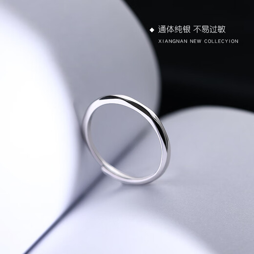 Xiangnan 999 sterling silver geometric ring women's light luxury vegetarian ring index finger ring tail ring open ring niche high-end birthday gift 999 silver faceted geometric ring