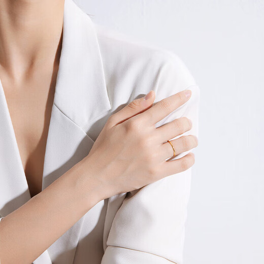 Shizhi Sansheng Sanshi plain ring 9999 pure gold ring for men and women, couple ring, aperture tail ring for girlfriend, smooth ring, No. 18, 0.3g