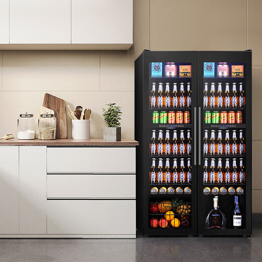 Bacchus wine cabinet double door 150 bottles thermostatic cabinet commercial household tea champagne whiskey ice bar cabinet embedded wine storage living room refrigerator villa four temperature - full iron shelf - beverage ice bar style 416L