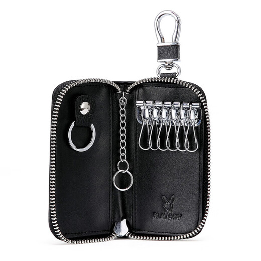 Playboy Playboy Playboy Männer Key Bag Herren Leder Mini-Tür Cartoon Universal Kapazität Multifunktionsschlüsselsammlung 0151 Schwarz