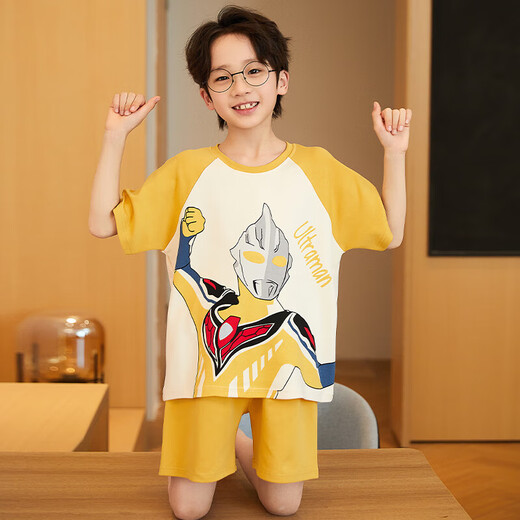 浪莎（LangSha）儿童睡衣男童夏季短袖薄款纯棉家居服男孩小中童夏天学生卡通套装 LTN686 160 建议150-160CM/80-95斤