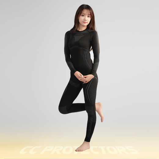 CC PROTECTORS Motorcycle Riding Thermal Underwear Set Men's and Women's Sliding Clothes Cycling Suit Winter Windproof Warmth Breathable Moisture Absorption Black Gray M