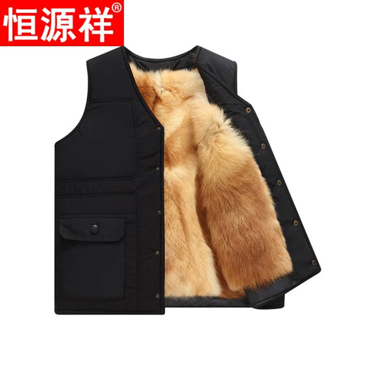 Hengyuanxiang sheepskin vest thickened cotton vest dad's wool vest men's fur one-piece middle-aged and elderly winter warm vest genuine fur one-piece liner not washable XL recommended 90-110 Jin Jin equals 0.5 kg