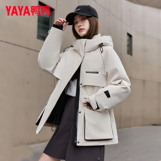 Yaya (YAYA) Тонг Лия в том же стиле, городской легкий уличный штурмовой пуховик, женский топ, короткий зимний новый стиль, пальто с поясом, черный L 165/88A