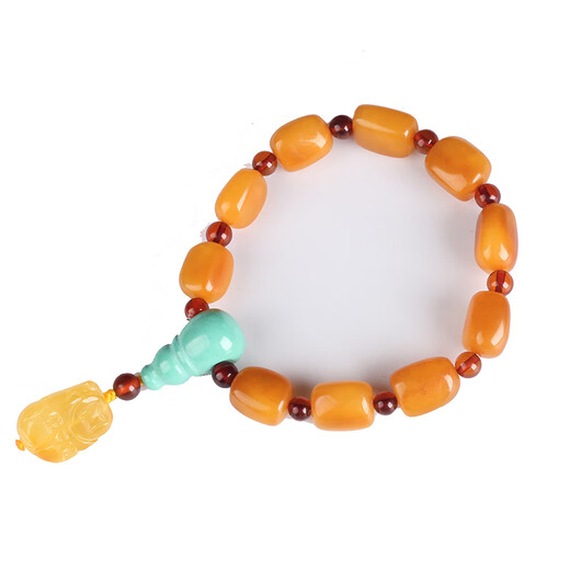 Minol boutique chicken fat yellow beeswax full wax DIY bracelet. With beeswax Pixiu weighs 13.45 grams