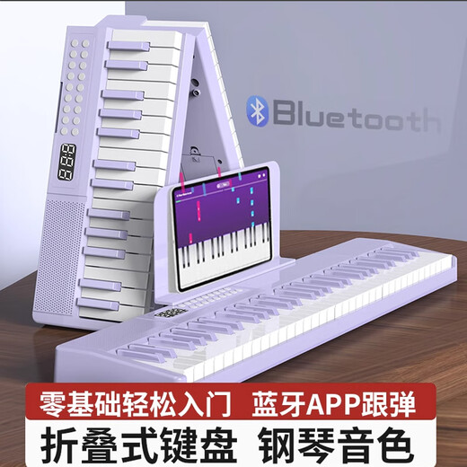 Octave Baby Foldable Electronic Piano for Adults 88 Keys Portable Rechargeable Electric Piano for Home Kindergartens and Children Beginners 61 Keys 61 Keys - Purple Basic Model Standard