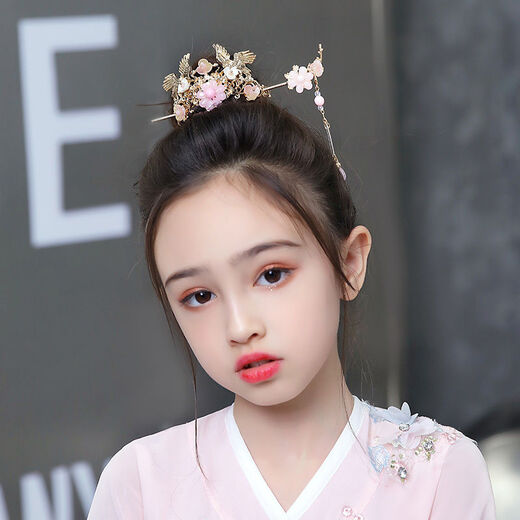 Children's Hanfu small hair crown, ancient style tassels, step-shaking princess headdress, hairpin, children's ancient costume hairpin, performance accessories, hairpin + hairpin
