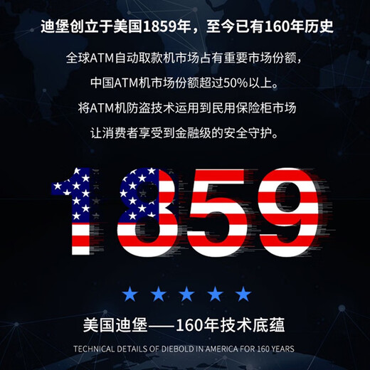 迪堡（Diebold）全钢保险柜机械锁大小型办公家用小型ATM防盗锁闩国家标准3S认证保险箱 80UL(宽520*深480*高880)有内门