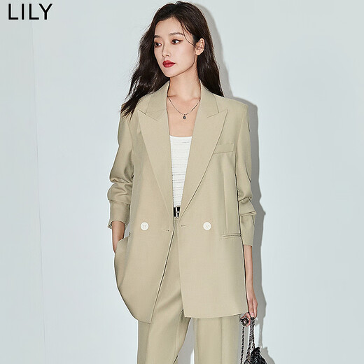 LILY Song Qian's same style autumn new women's style high-end commuting design simple suit jacket 322 gray green M