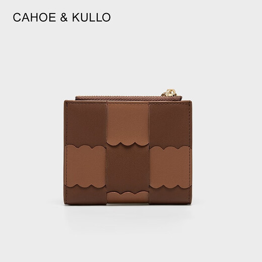Cahoe Kullo Billetera de vajilla de vaca oficial para mujeres Corto 2025 NUEVA bolso de embrague para mujeres bolsas de tarjeta de monedas Montones multifuncionales billetera caramelo marrón frijol rubio-ck regalo para novia