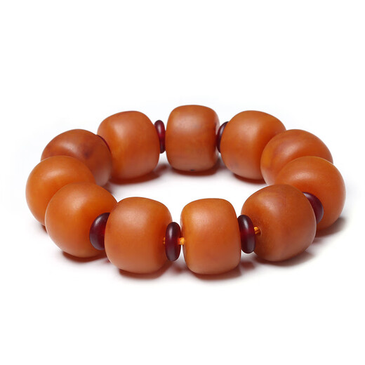 Qianjun boutique Russian gold twisted honey old beeswax bracelet raw stone amber red leather chicken oil yellow barrel beads men's bracelet old beeswax