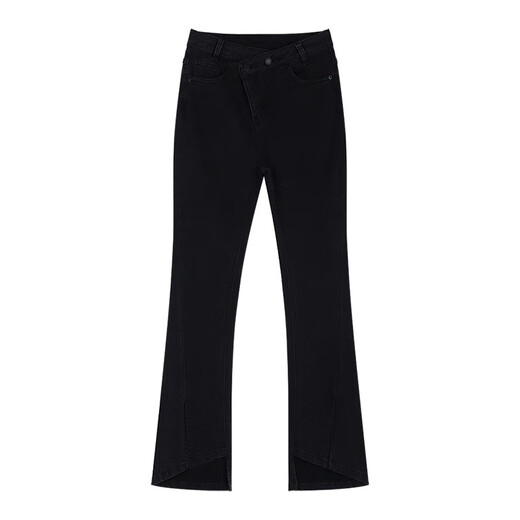 THE SEA LIFE packed and removed cotton jeans for women's winter slit design high-waist casual pants E3519 Caffefa Gray XL