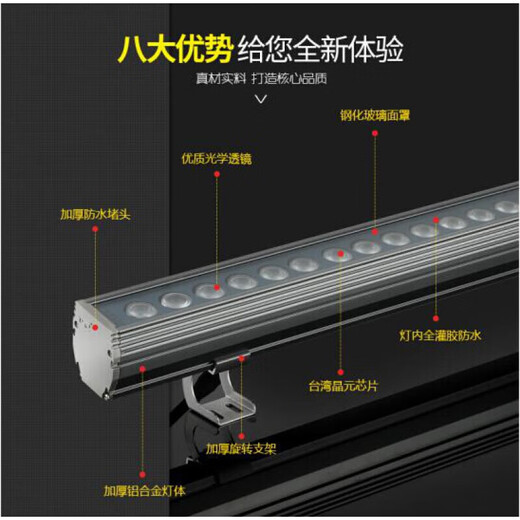 Lámpara de lavado de pared de XMSJled al aire libre impermeable 36w de alta potencia de alta potencia colorido colorido de color de hotel que cambia la luz del contorno del paisaje 3522 Modelo económico de 24v blanco cálido 18W