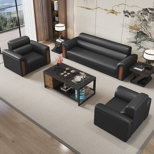 Junyu office sofa simple modern business reception room reception single three-person office coffee table combination set three-person