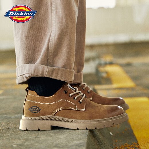 Dickies work shoes men's shoes casual leather shoes trendy low top British style big-head leather shoes versatile casual shoes brown 43