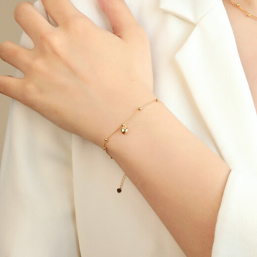Zhongchi Dada Jewelry 18k Gold Small Love Bracelet Classic K Gold Quietly Heart-warming Love Bracelet Gift New Style Approximately 19cm/18K Gold Bracelet