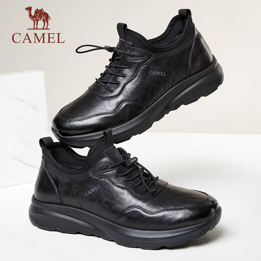 Camel (CAMEL) men's quick-wear leather business casual sports leather shoes G14A220724 black 43