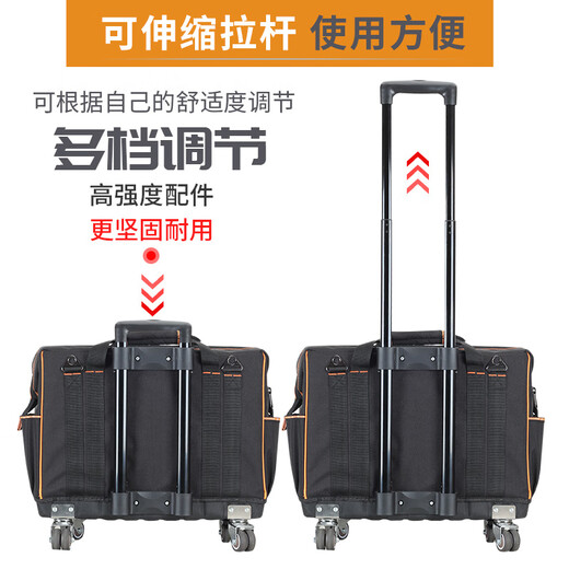 Sailoto Tool Kit Repair Kit Large Multi-Function Canvas Home Appliance Repair Electrician's Bag Trolley Tool Box Bag 18-inch Four-Side Hardened 4-Way Universal Wheels Double Row Wheels