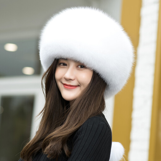 Princess Mink Fox Fur Hat Women's Winter Korean Style Trendy Ear Protection Northeastern Mongolian Hat Ethnic Windproof Fur Hat Winter Black S(54-56cm)