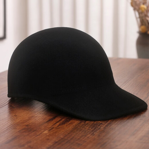 Hanqing Mid-summer Hat Women's Autumn and Winter Woolen Baseball Cap British Retro Knight Hat Korean Style Personalized Versatile Duck Tongue Equestrian Hat Fashion Black M (56-58cm)