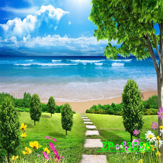 Новый пейзаж Шиджану 3D высокой четкости трехмерный Интернет знаменитость прямая трансляция фон ткань прямая трансляция комната фон стена фото в помещении наружная сцена древний стиль ZP-12609 3 метра в ширину + 2,5 метра в высоту