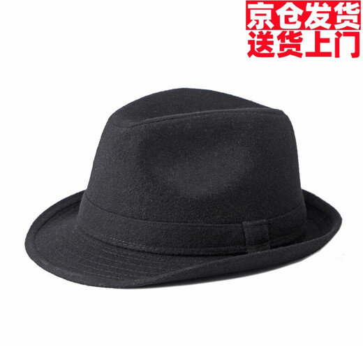 Orihime Gentleman Hat Men's British Style Retro Simple Solid Color Woolen Top Hat Men's Casual Jazz Hat Warm Retro Black L 60-61cm