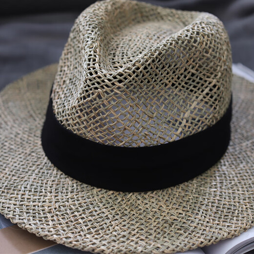 TOCHINO Gran tamaño, el sombrero de jazz de verano de gran tamaño, el sombrero de jazz de verano, el sombrero de la mano del sombrero solar de los hombres, la protección del sol, la imagen del sol, la imagen del color de la sal natural, la hierba de sal natural L (58.5-62 cm) también equipado con cuerda a prueba de viento