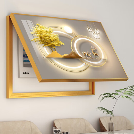 Yaoshijia Gemälde moderne Licht Luxusmesser-Box-Dekoration Gemälde mit schwacher aktueller Box Fulu Einfache löchende Wandverkleidung bedecken das leere Unboxing-Malmale JD12033 Fuschou Kangning 70*50 cm (Deckel 60*40) Heben Sie den Cover schwarzen Rahmen an