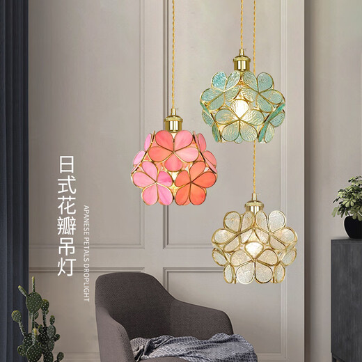 Weihuo light luxury restaurant chandelier three-head Nordic modern simple single bedside aisle entrance dining table bar table Internet celebrity chandelier 3-head disc snowflake white warm light 12W