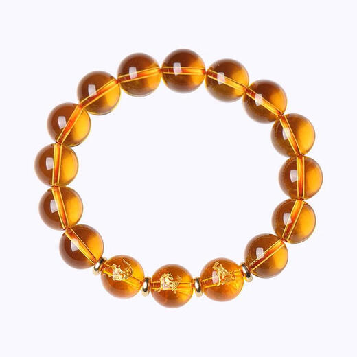 Henglijia 2025 Natural Citrine Bracelet Lucky for Fortune Snake, Chicken, Ox, Siyou, Ugly Yellow Crystal Zodiac Triad Bracelet, Monkey, Mouse, Dragon - Shen Zichen, Bead Diameter 8mm