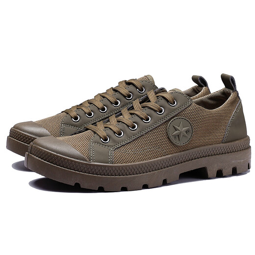 Tushilong Xia Martin Schuhe Männer schmutzige und rutschfeste leichte Baustelle Arbeit Bauarbeit Schuhe tragen resistente Arbeitschutzschuhe Freilebende Schuhe Khaki 40