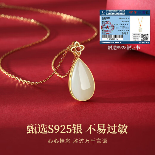 Shijun (Shijun) da regalos de cumpleaños de la madre por 50-60 años de plata hetian jade plate silver women's colgante 693 [Yingrun hetian jade] collar de ruyi de orquídea [