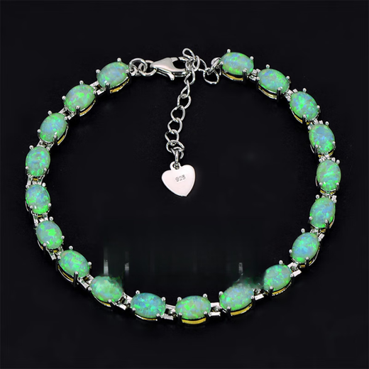 DL 1998 Fat Donglai same style opal stone bracelet trendy artificial opal oval national fashion hip-hop fashion niche gemstone blue