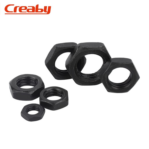 CREABY铁发黑8.8级薄六角螺母GB6172高强度细牙螺帽大全扁螺丝帽 8.8级细牙薄螺母-M16x1.5[10粒]