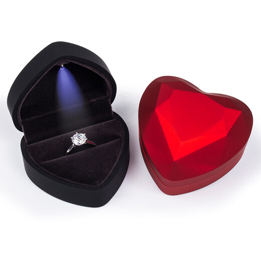 Yamanaka Yu Creative Heart Shape LED Light Jewelry Necklace Pendant Jewelry Packaging Box Proposal Ring Box Bracelet Necklace Gift Box Burgundy Ring Box Matte/Blue Light Black Lining