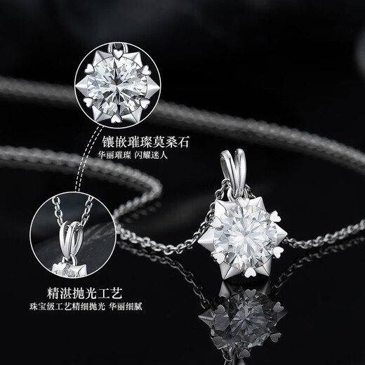 Grace Girl One Carat Moissanite Necklace Women's Collarbone Chain Snowflake Pendant Chinese Valentine's Day Birthday Gift for Girlfriend