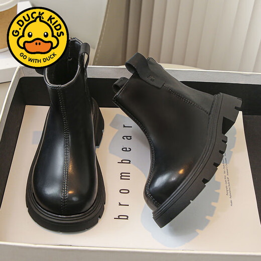 G.DuckKids Girls 'Boots 2024 automne et hiver Nouveaux bottes courtes pour enfants plus Velvet Martin Boots Boots en cuir pour bébé