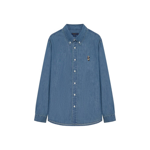 Teenie Weenie小熊男女同款休闲衬衫2025春季新款时尚水洗牛仔衬衣 蓝色 L