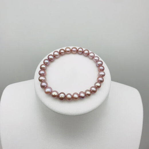 Drops of water form pearls. Nanzhu Family Pink Purple Freshwater Pearl Bracelet Elastic Cord Nine Purple Lihuo Practical and Convenient Bracelet for Mom 6.3-7.3mm Pearls