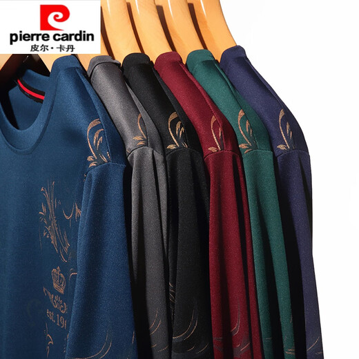 Pier Cardin T-shirt à manches à manches à manches longues pour hommes T-shirt à manches à manches longues pour hommes T-shirt de base pour hommes T-shirt Blue 6627 180 / 2XL