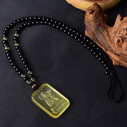 MARDOTG citrine natal Buddha pendant for men, zodiac patron saint amulet necklace for men, Thousand-Hand Avalokitesvara - Zodiac Rat