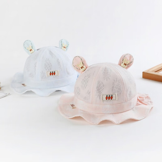 Benasci baby hat spring and summer thin baby girl fisherman hat cute super cute breathable sun protection sun protection pot hat baby PM684-blue 0-15 months (37-47CM)